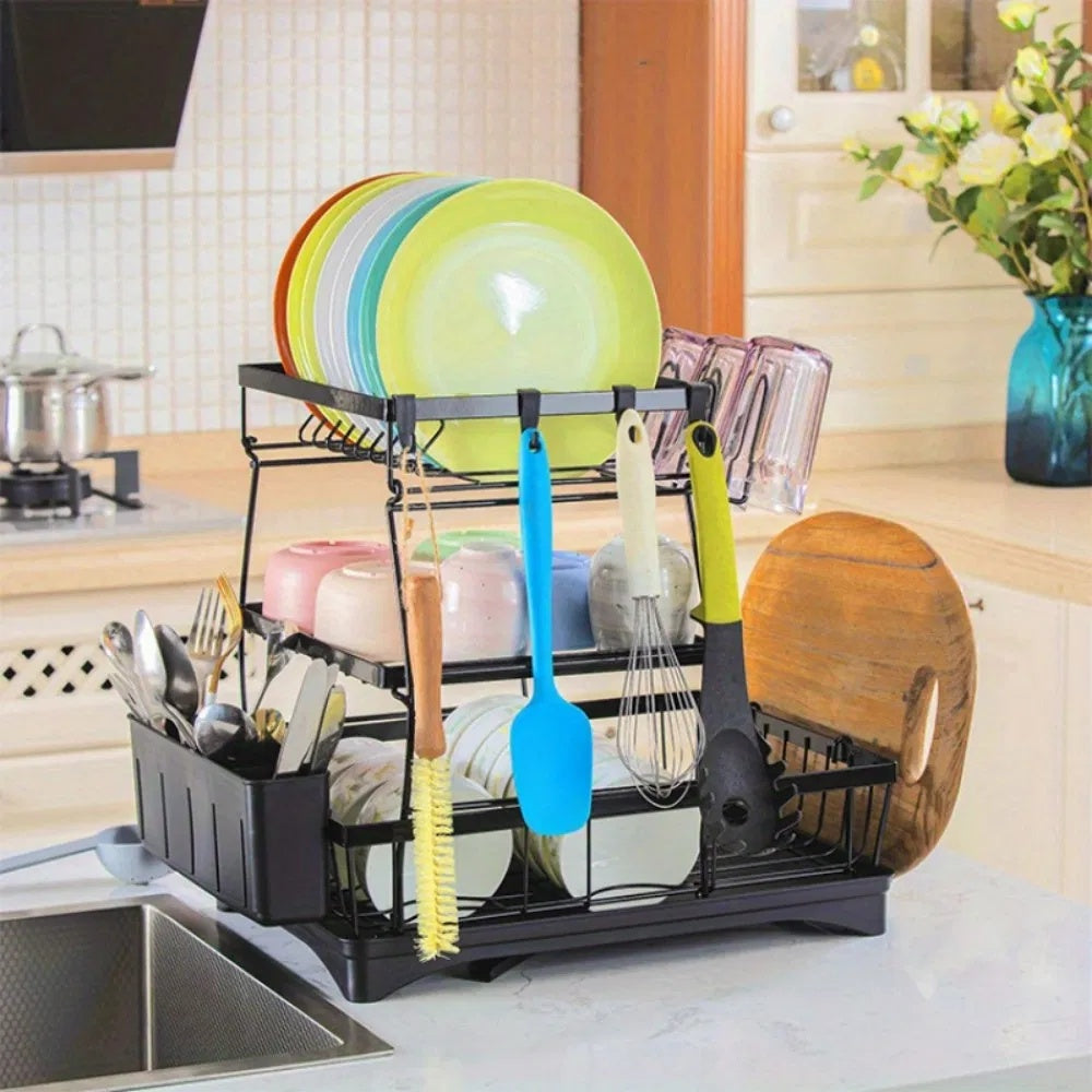 3 Tier Dish Racks For Kitchen Counter - Automatic Drainage Large Dish